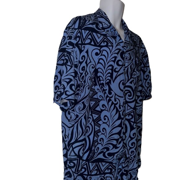Kalaheo RJC Blue Hawaiian Shirt Mens L Abstract Button Front Beach Vacation - Picture 3 of 10
